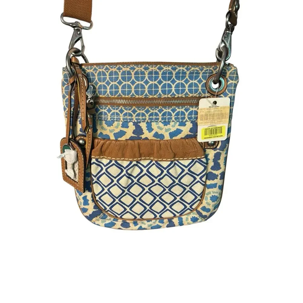 Fossil Crossbody Canvas With Leather Trim Boho 11